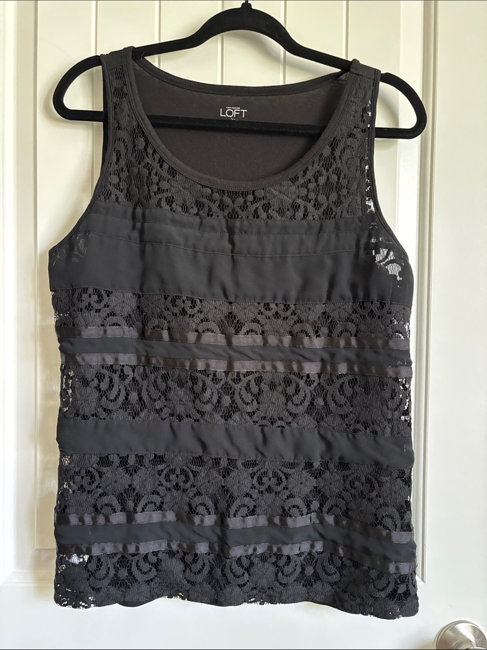 LOFT Black Lace Paneled Tank Top
